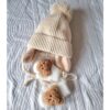 Baby Winter Muts Beige met oorwarmers en Pompon – Image 3