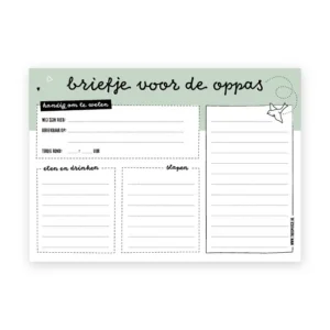 Briefje voor de oppas - notitieblok A5