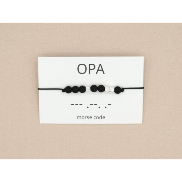 Morse code armband - Opa - zwart/zilver