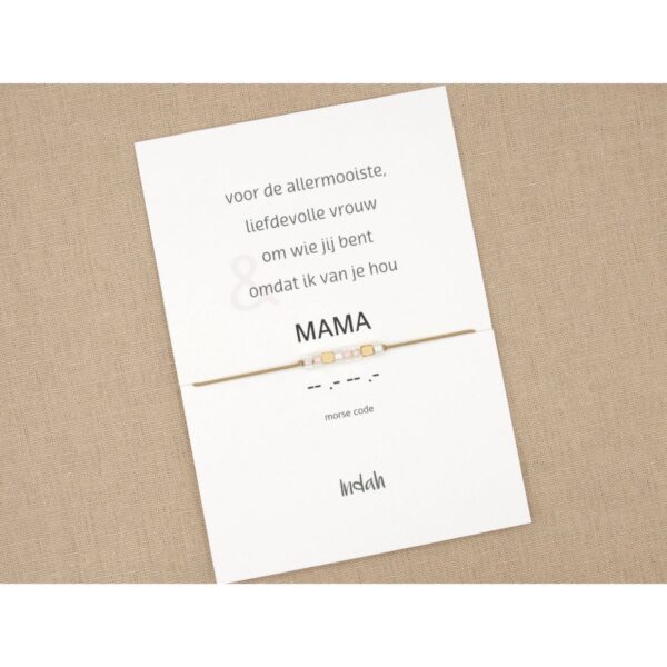 Morse code armbad - Mama - Beige Rosé goud plated