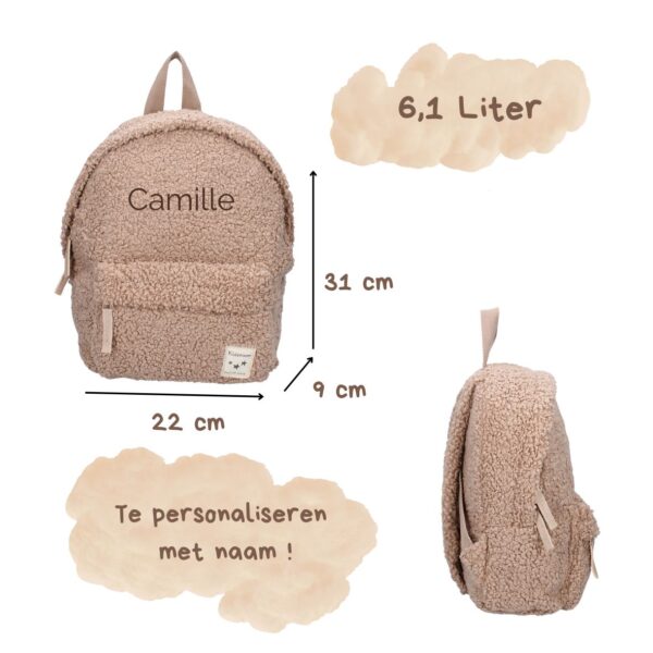 Teddy rugzak beige - gepersonaliseerd met naam