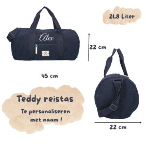Reistas Teddy - Blauw - Personaliseren