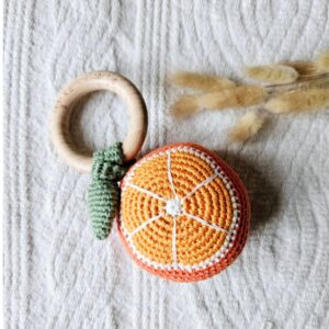 Hangemaakte rammelaar - Sinaasappel oranje