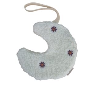 Doudou - Lune - Blanc/fleurs violettes