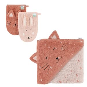 Combi-Deal: Mrs. Cat Bathcape - Mrs. Cat & Mrs. Rabbit Washcloths