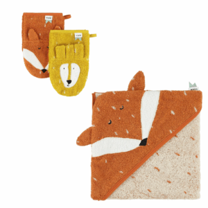 Combi-Deal: Mr. Fox Bathcape - Mr. Fox & Mr. Lion washcloths